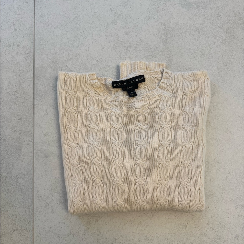 Ralph Lauren Ivory Cable Knit Pullover (slim)
